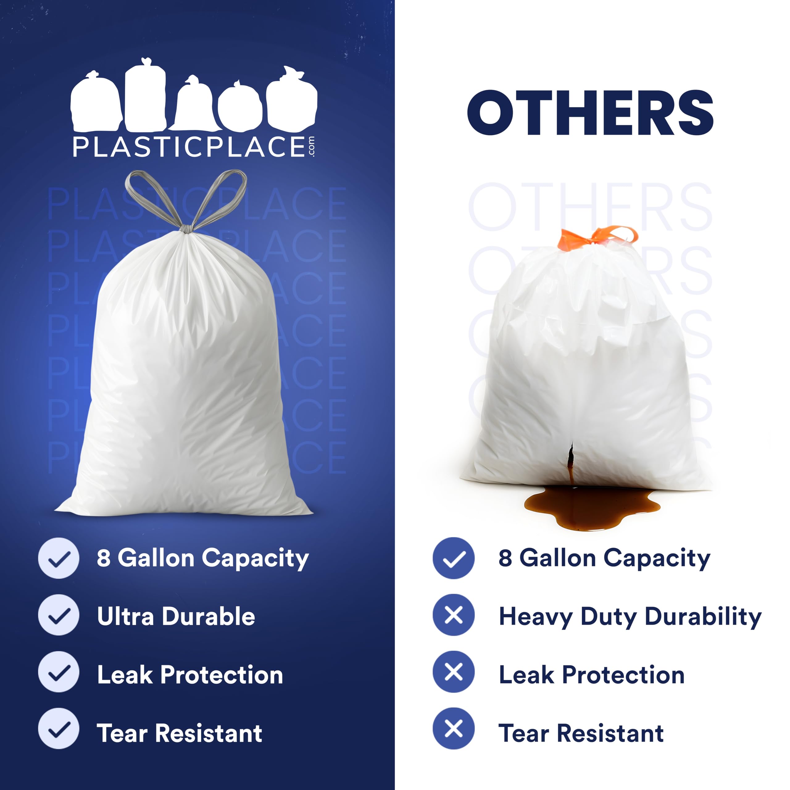 Plasticplace label and specs close-up showing dimensions and material information