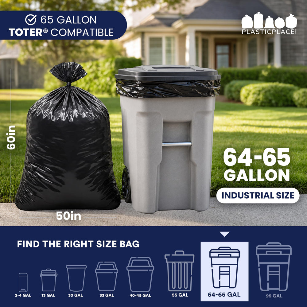 Plasticplace bag fitted on a toter can demonstrating proper fit and stay-in-place benefit