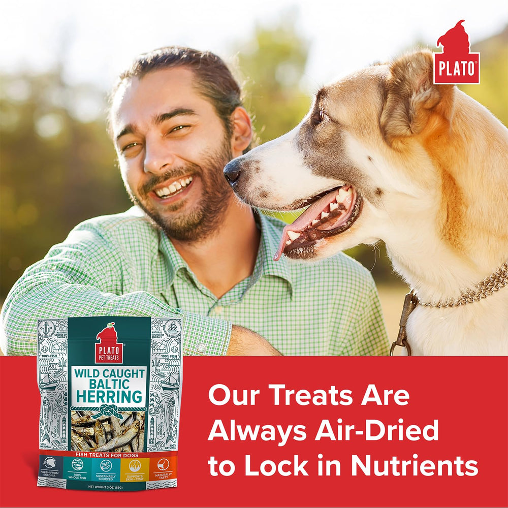 PLATO opened bag with treats spilling, shows easy-access convenience