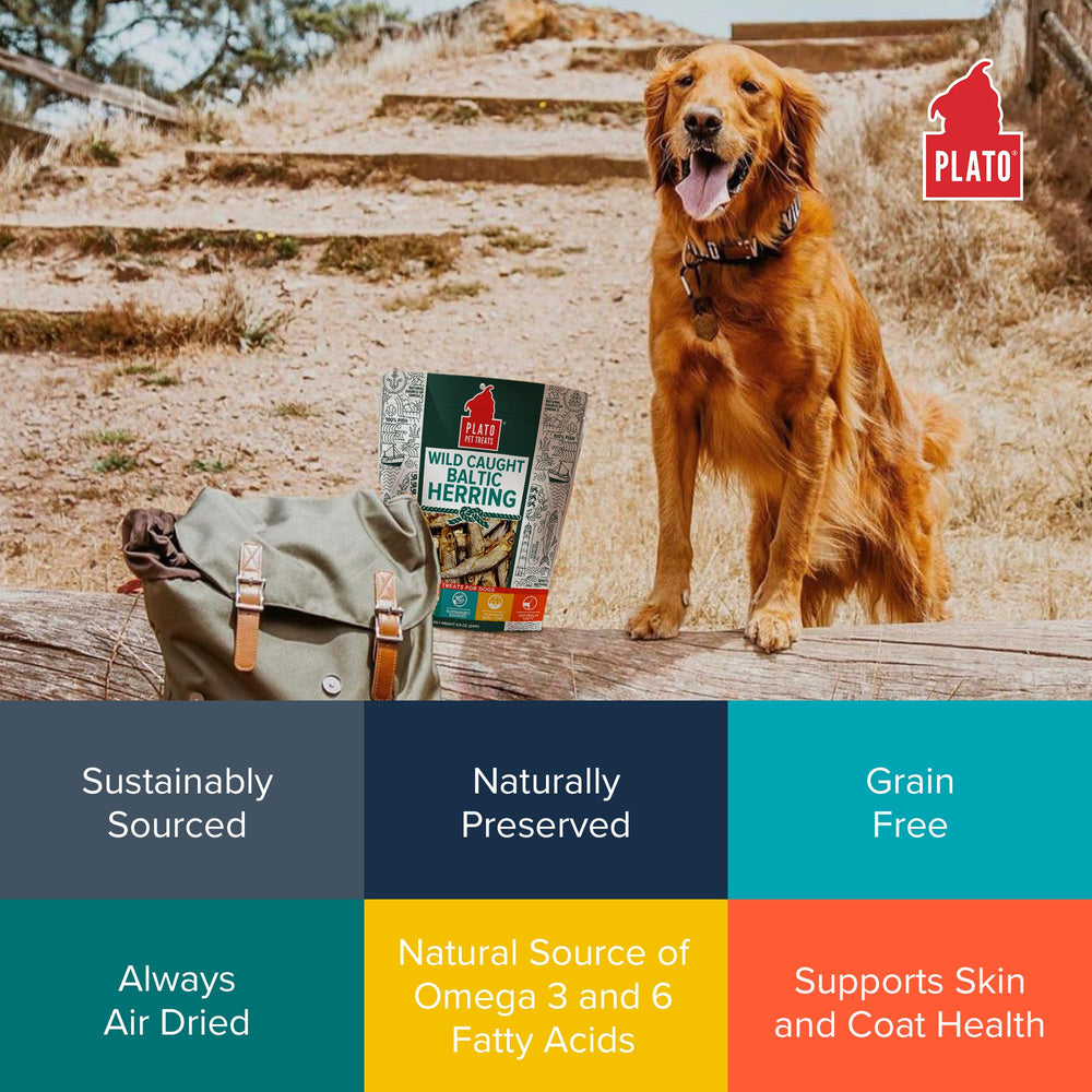 PLATO label detail with sourcing info, emphasizes single-ingredient traceability