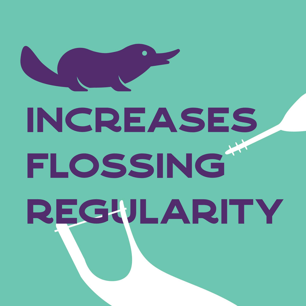 Parent guiding child using Platypus flosser to build flossing habit