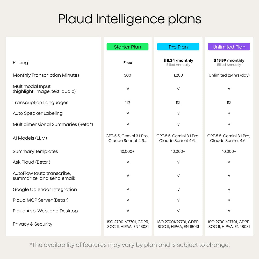 Plaud app transcript screenshot with Plaud showing searchable accurate transcripts