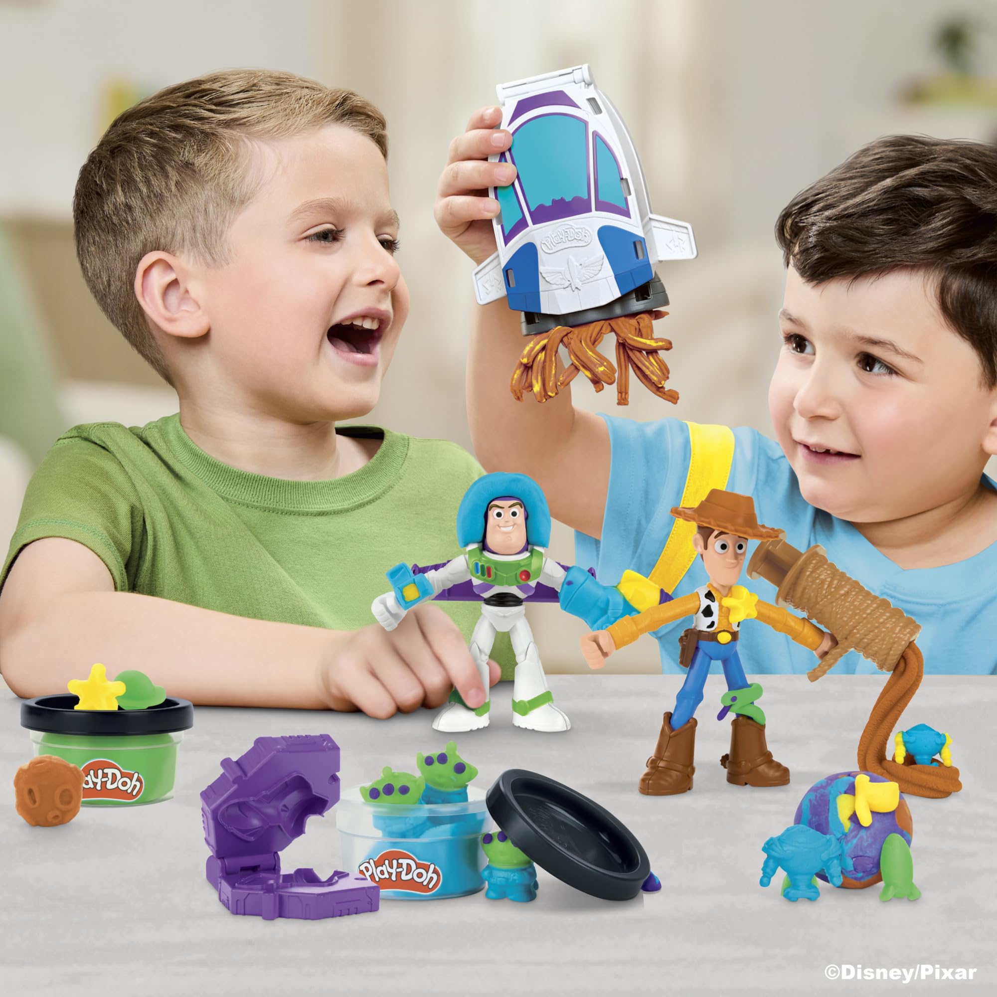 Play-Doh Buzz Lightyear bendy figure closeup enabling expressive posing