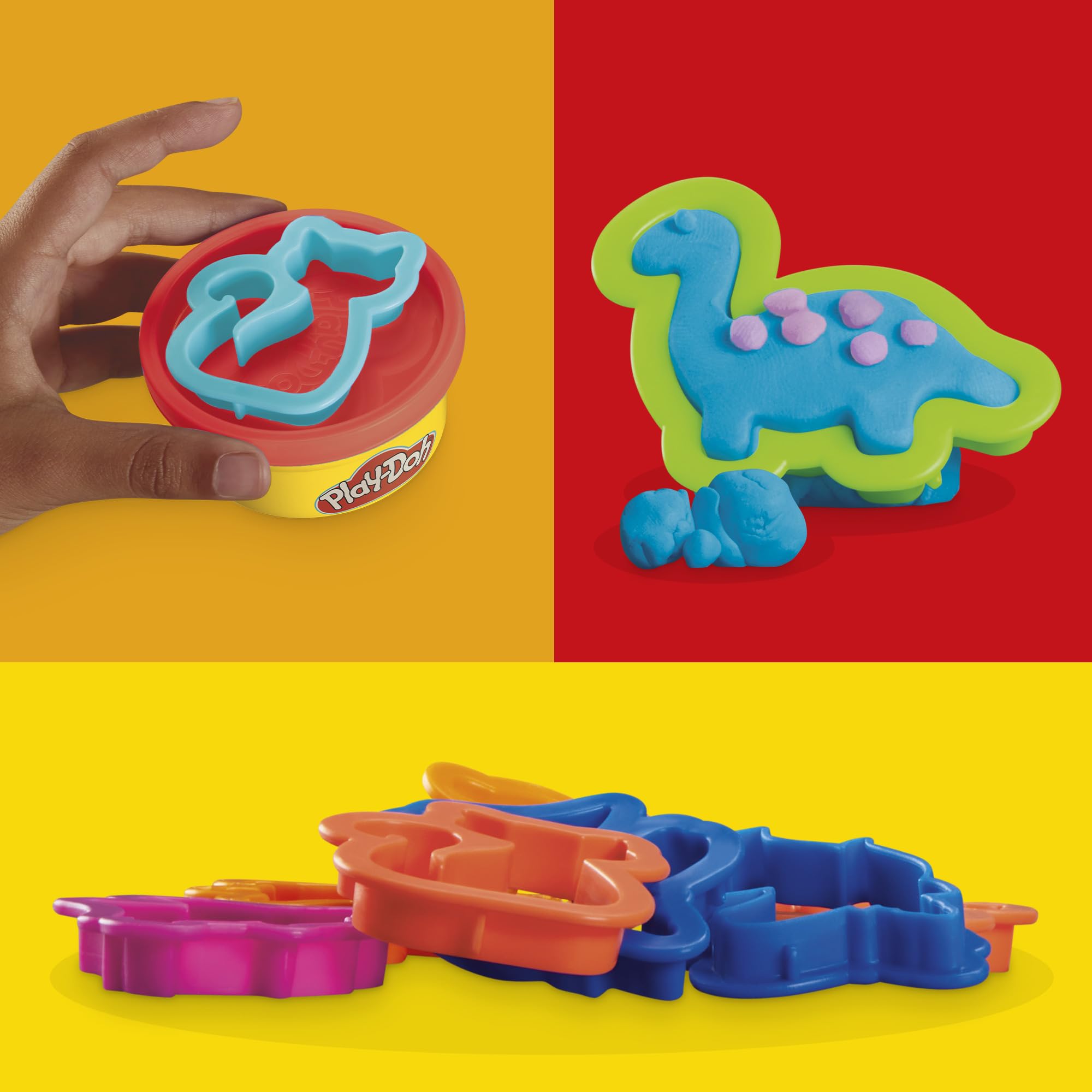 Play-Doh color array overhead displays six bright colors to inspire variety