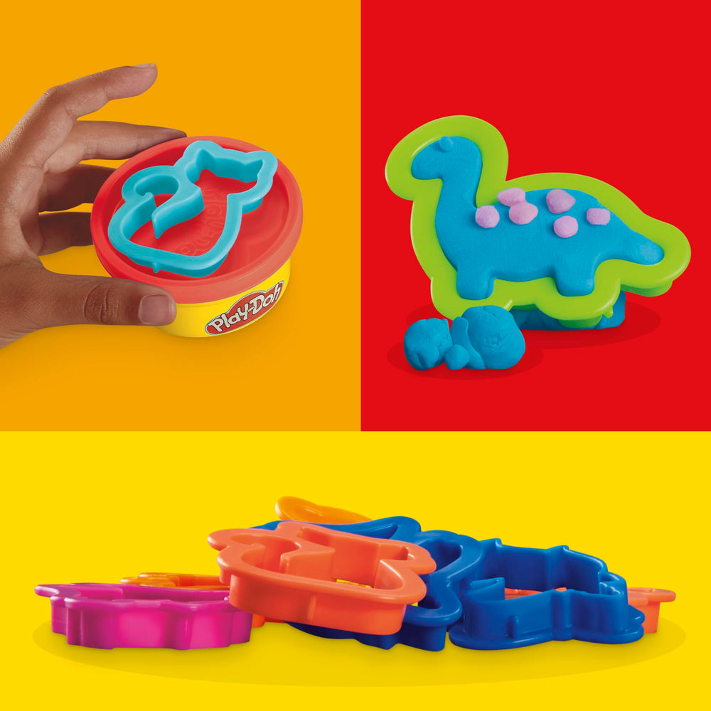 Play-Doh color array overhead displays six bright colors to inspire variety