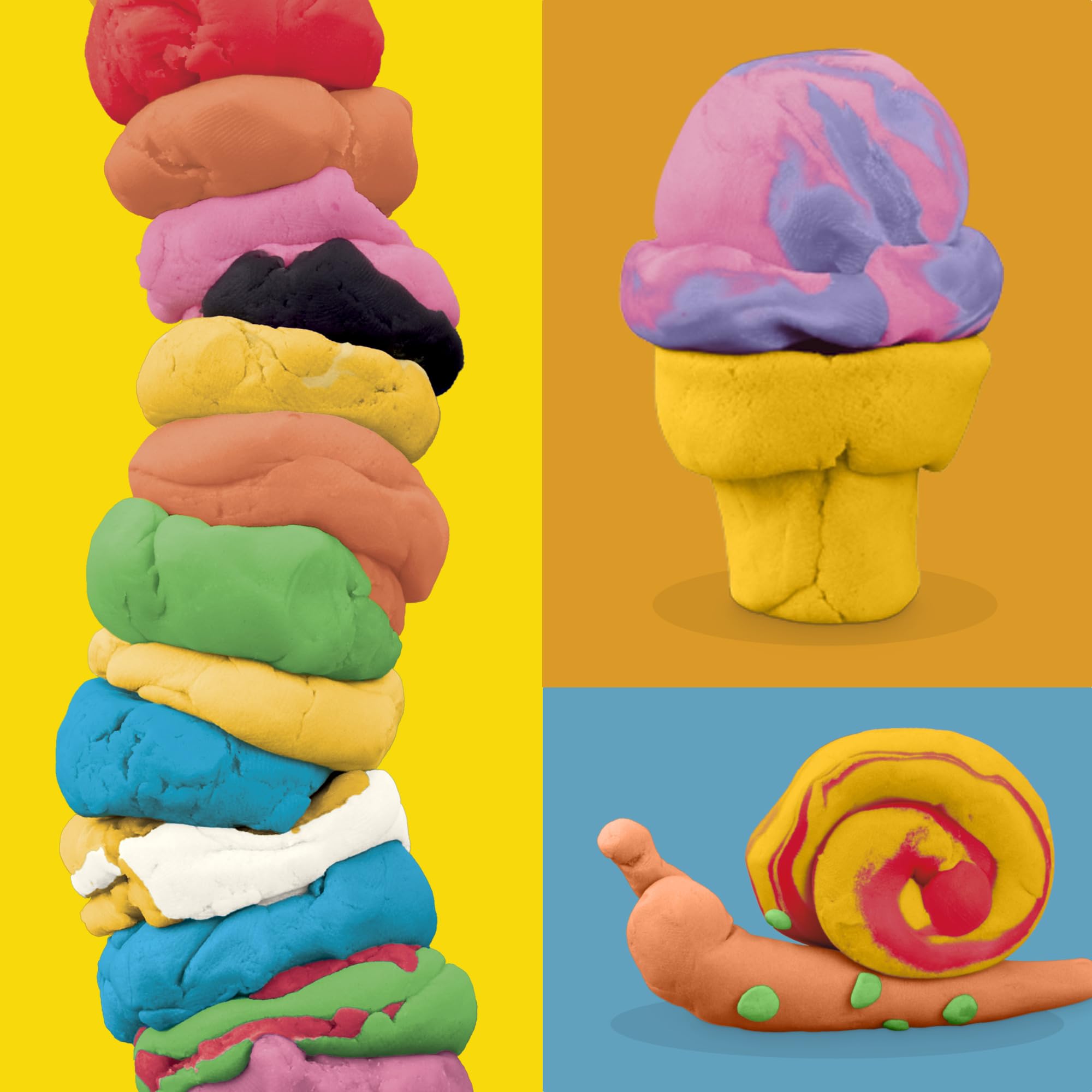 Finished Play‑Doh craft projects demonstrating classroom art possibilities