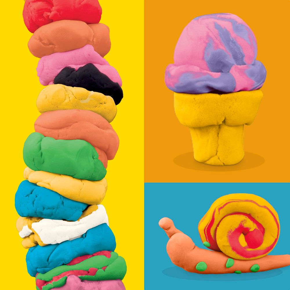 Finished Play‑Doh craft projects demonstrating classroom art possibilities