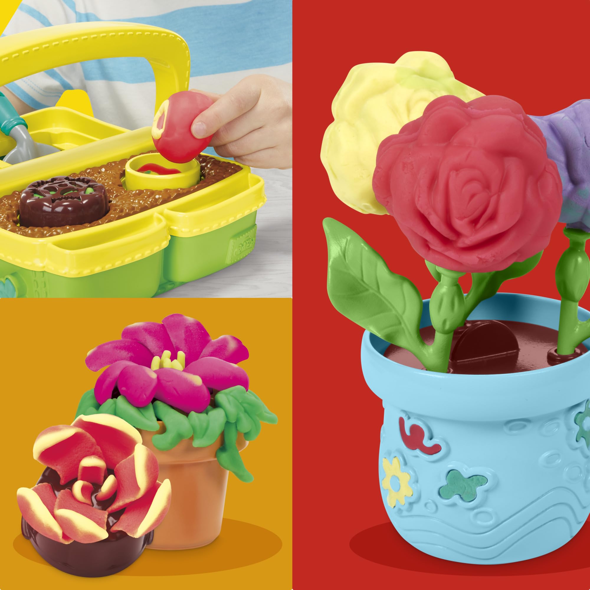 Play‑Doh interchangeable pucks closeup showing multiple flower shapes