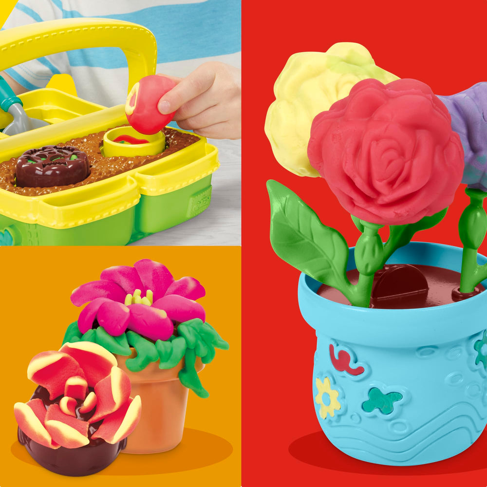 Play‑Doh interchangeable pucks closeup showing multiple flower shapes
