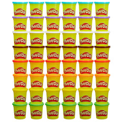 Play‑Doh front packaging showing full 48‑can classroom bulk pack and easy distribution