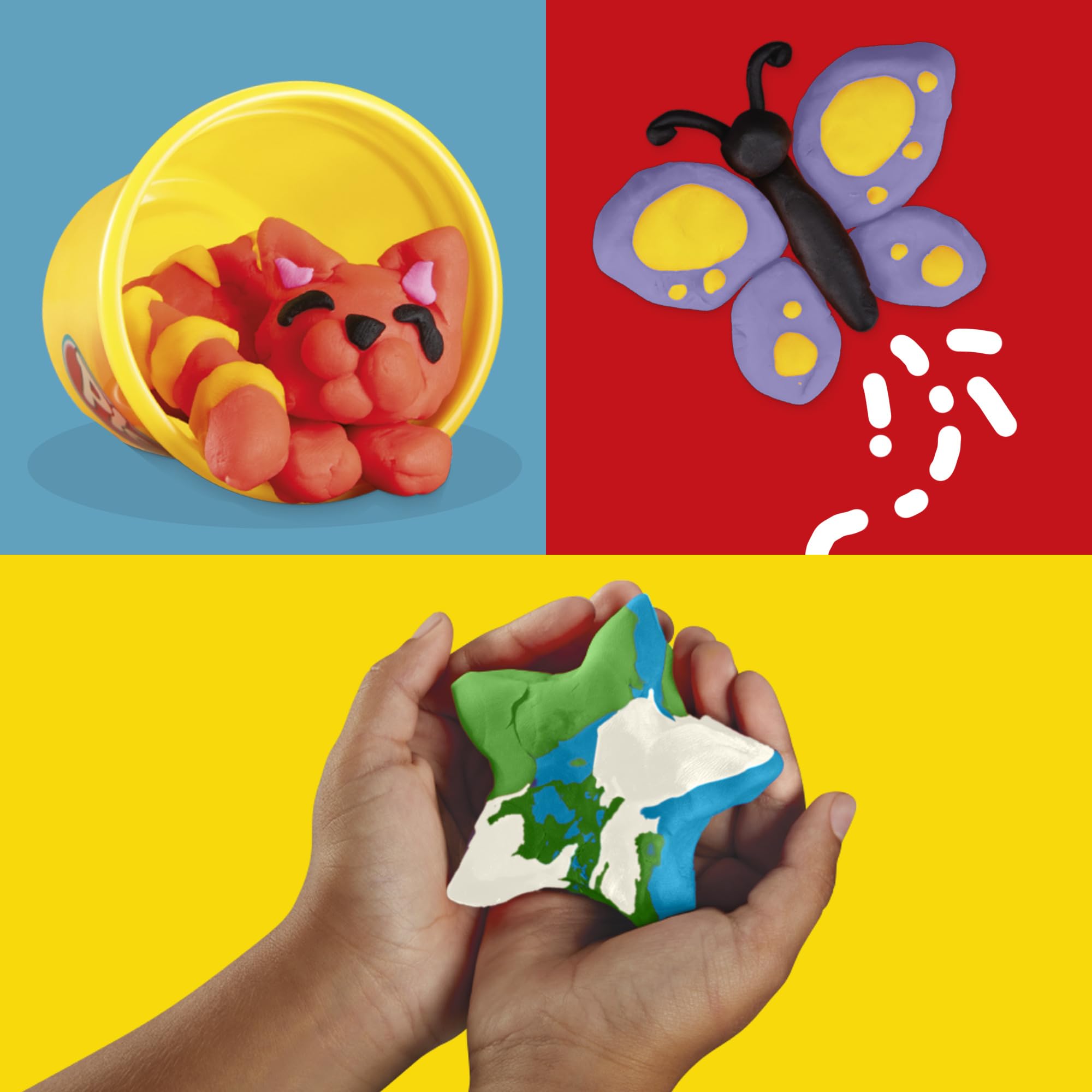 Play‑Doh cans displayed as party prizes for easy handout at school events