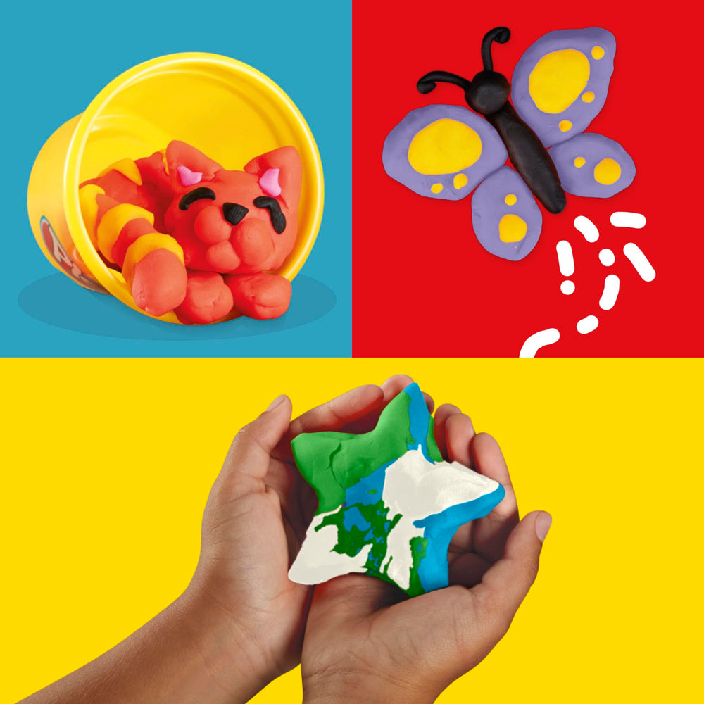 Play‑Doh cans displayed as party prizes for easy handout at school events