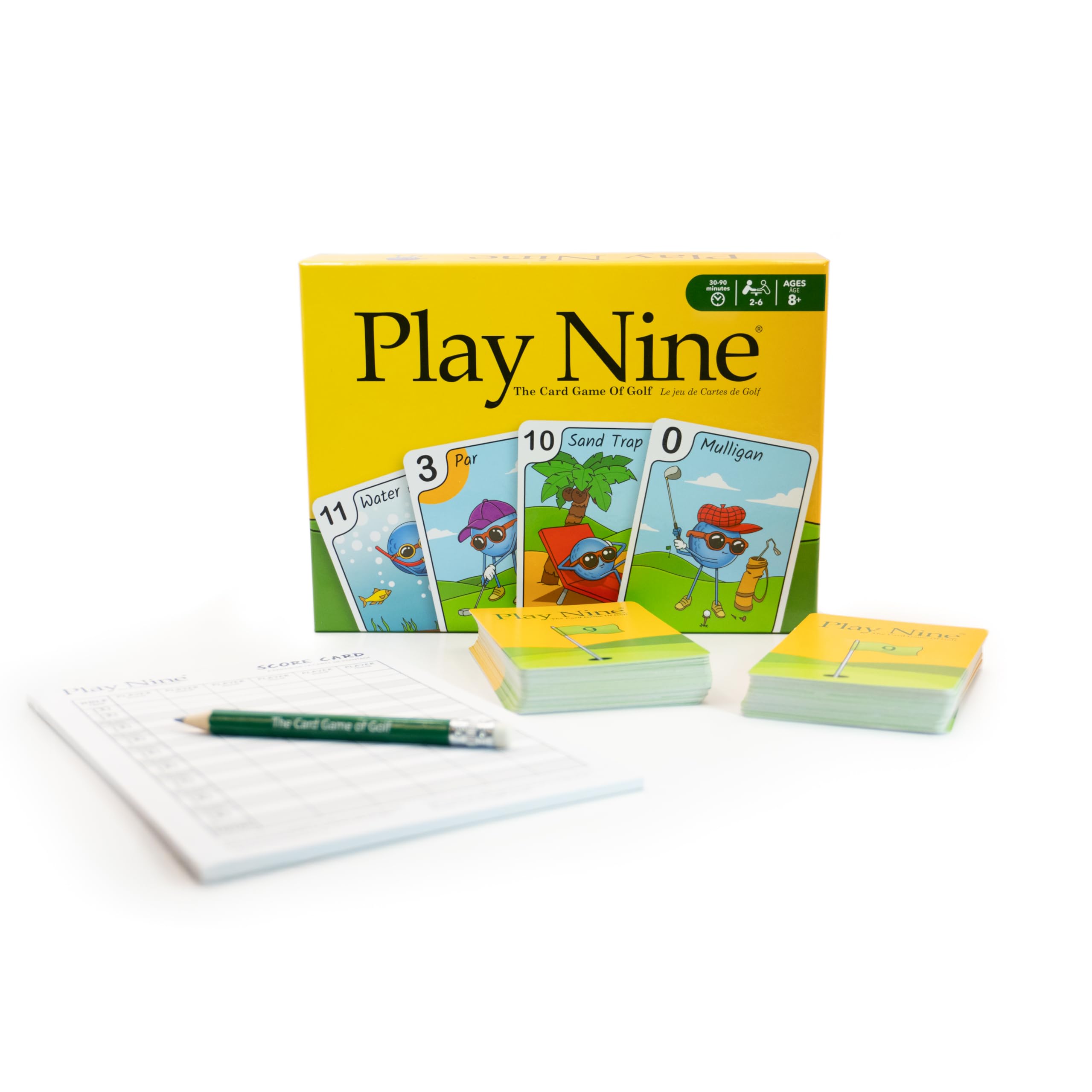 Close-up of Play Nine card artwork and values highlighting readable design