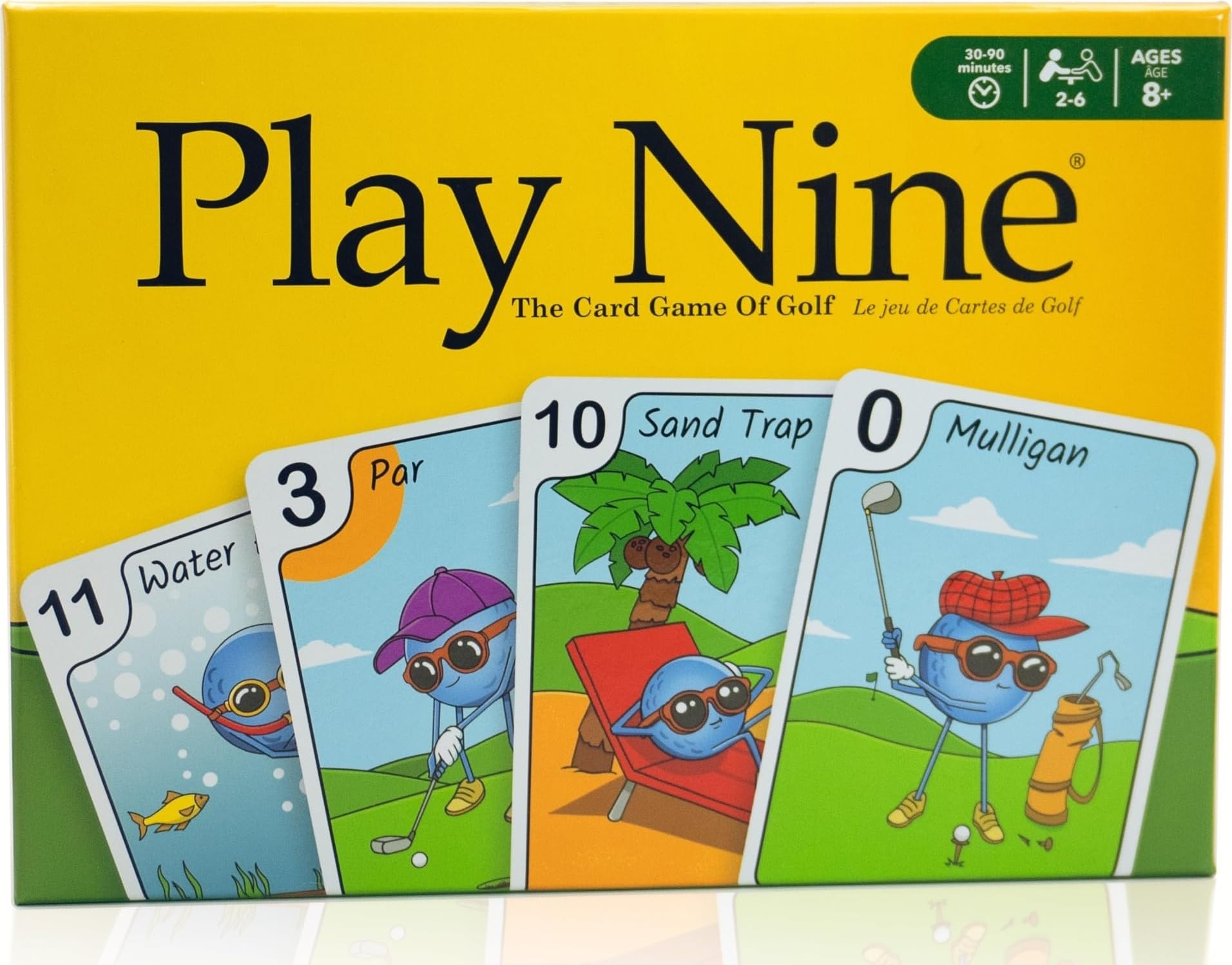 Play Nine front box showing game branding and compact size for easy gifting