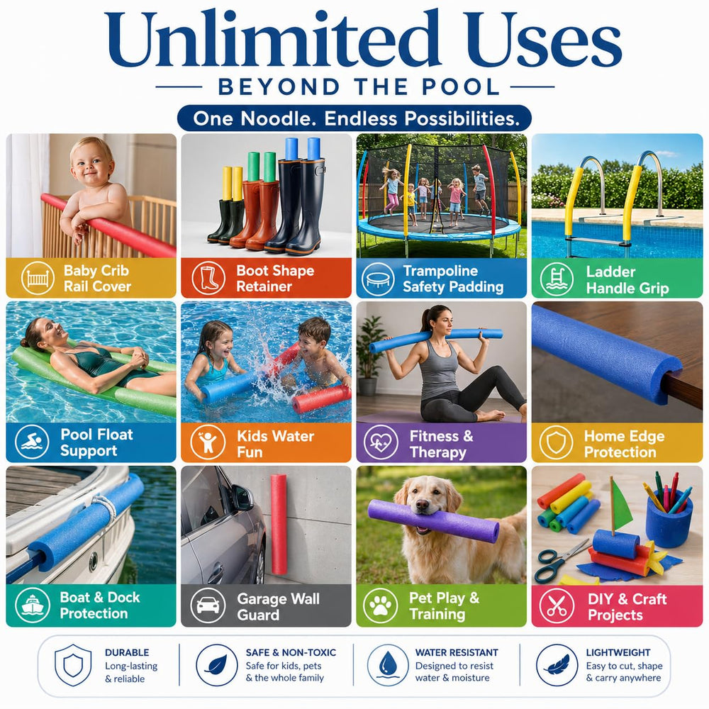 Play22 noodle floating in pool with user enjoying stable buoyancy and fun