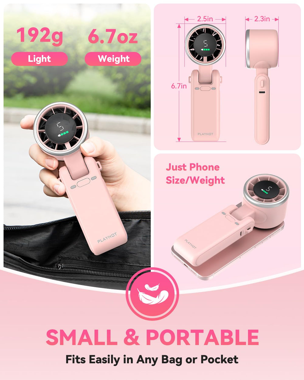 PlayHot held in hand to show scale and lightweight carry advantage