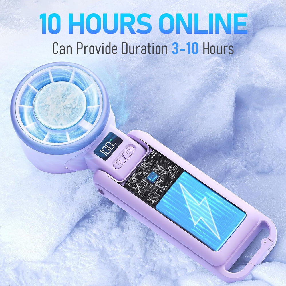 PlayHot neck mode in use demonstrating hands‑free cooling comfort