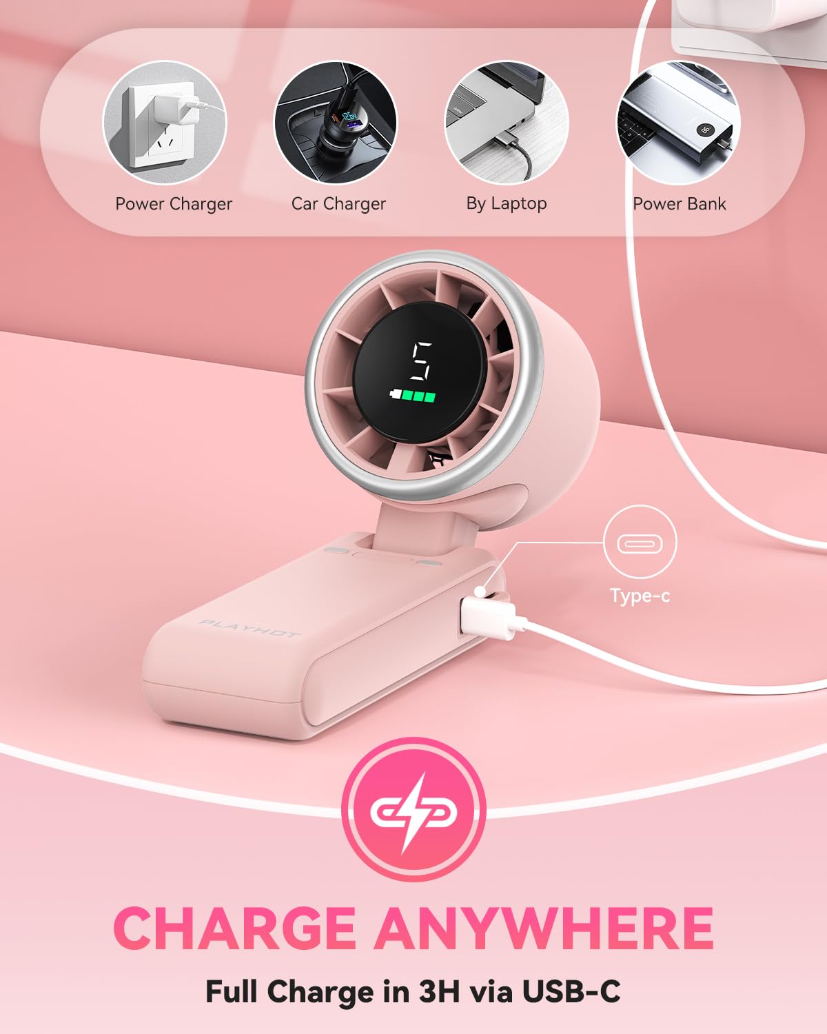 PlayHot propped as neck fan providing targeted personal airflow