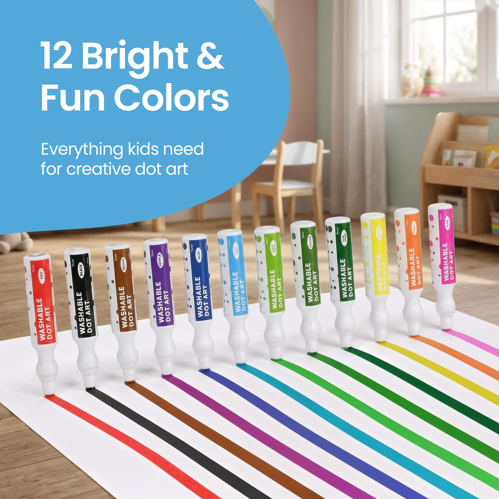 Playkidiz dot patterns on paper demonstrating bright washable colors
