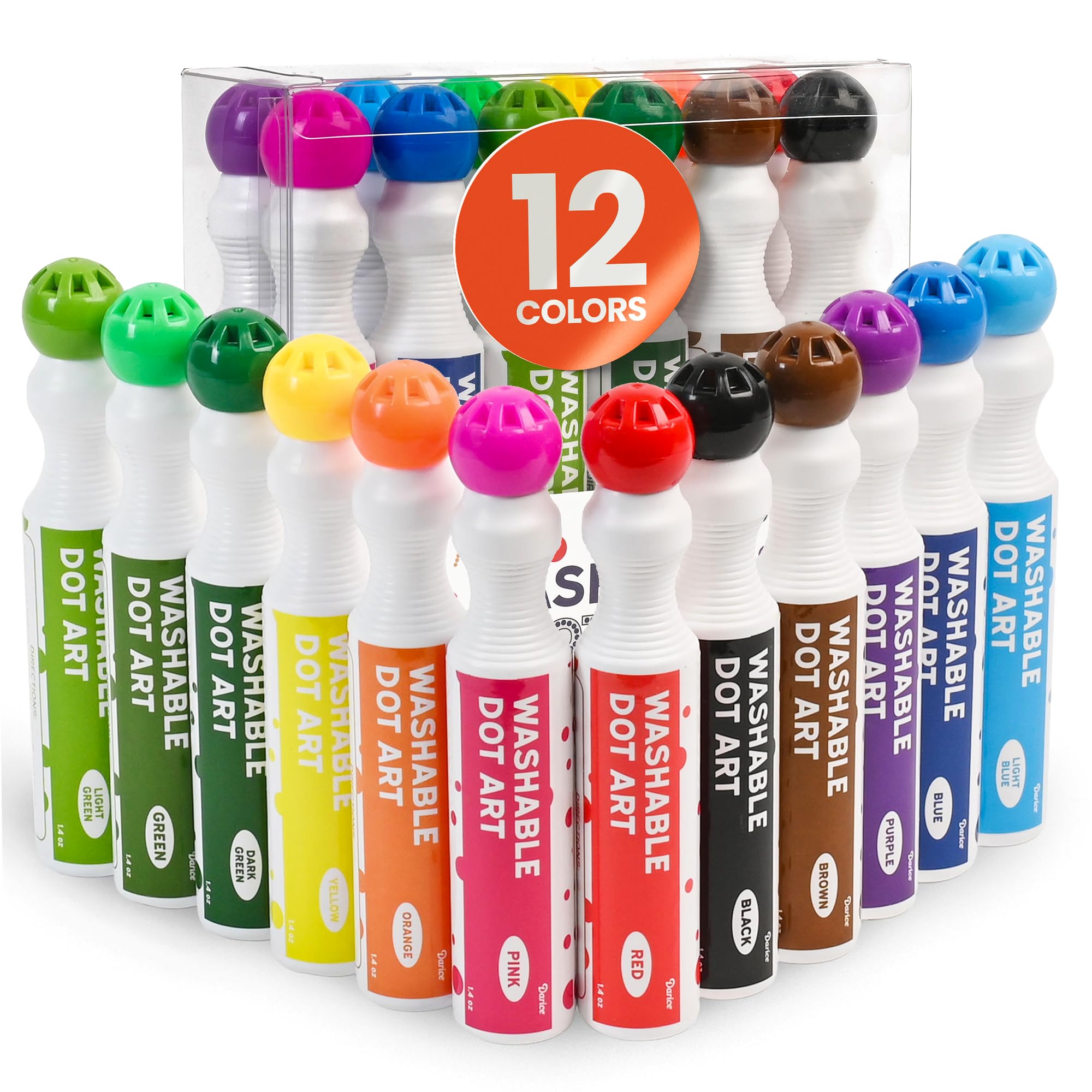 Playkidiz front packaging showing 12 colorful markers and benefits