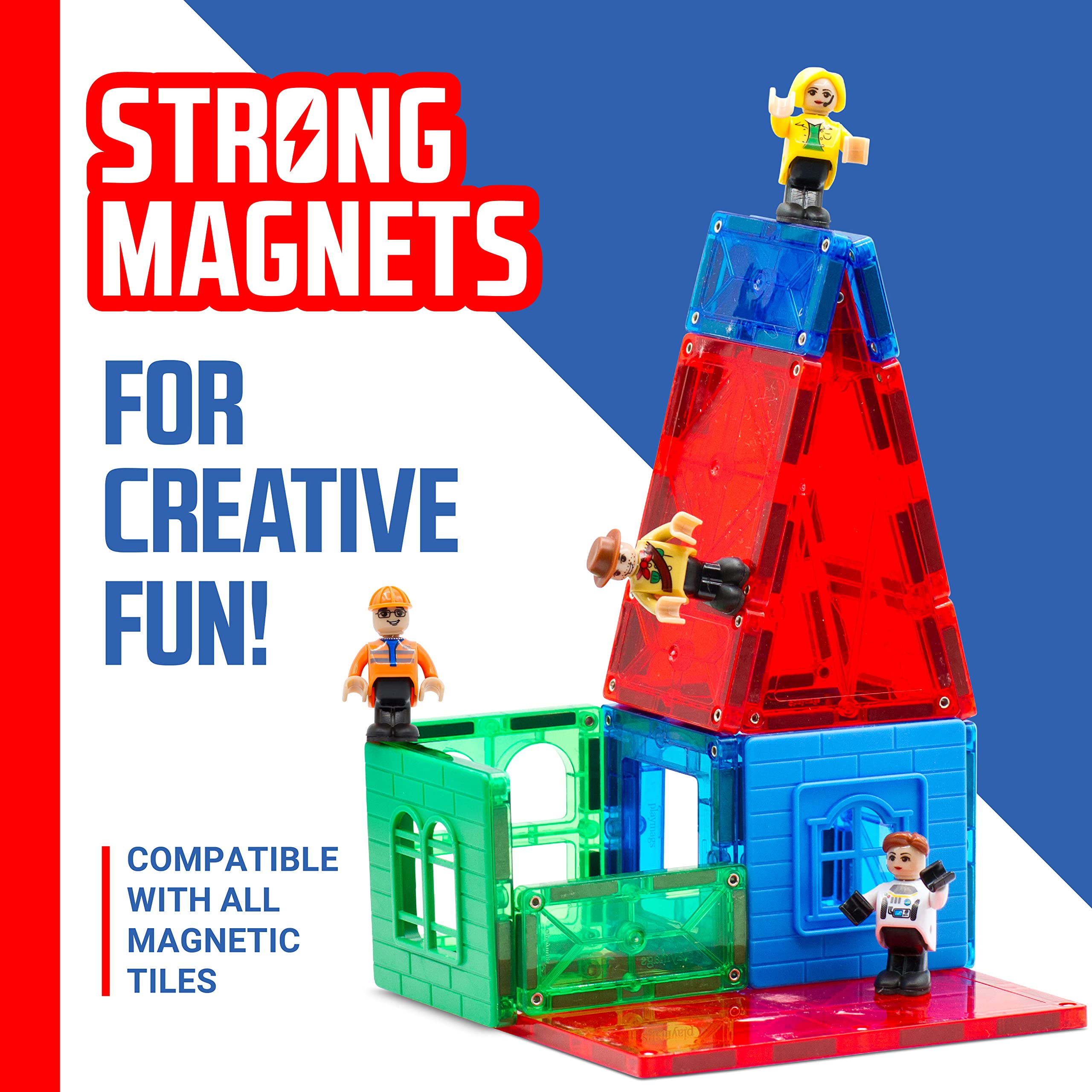 Playmags open plastic storage box keeping figures organized and ready