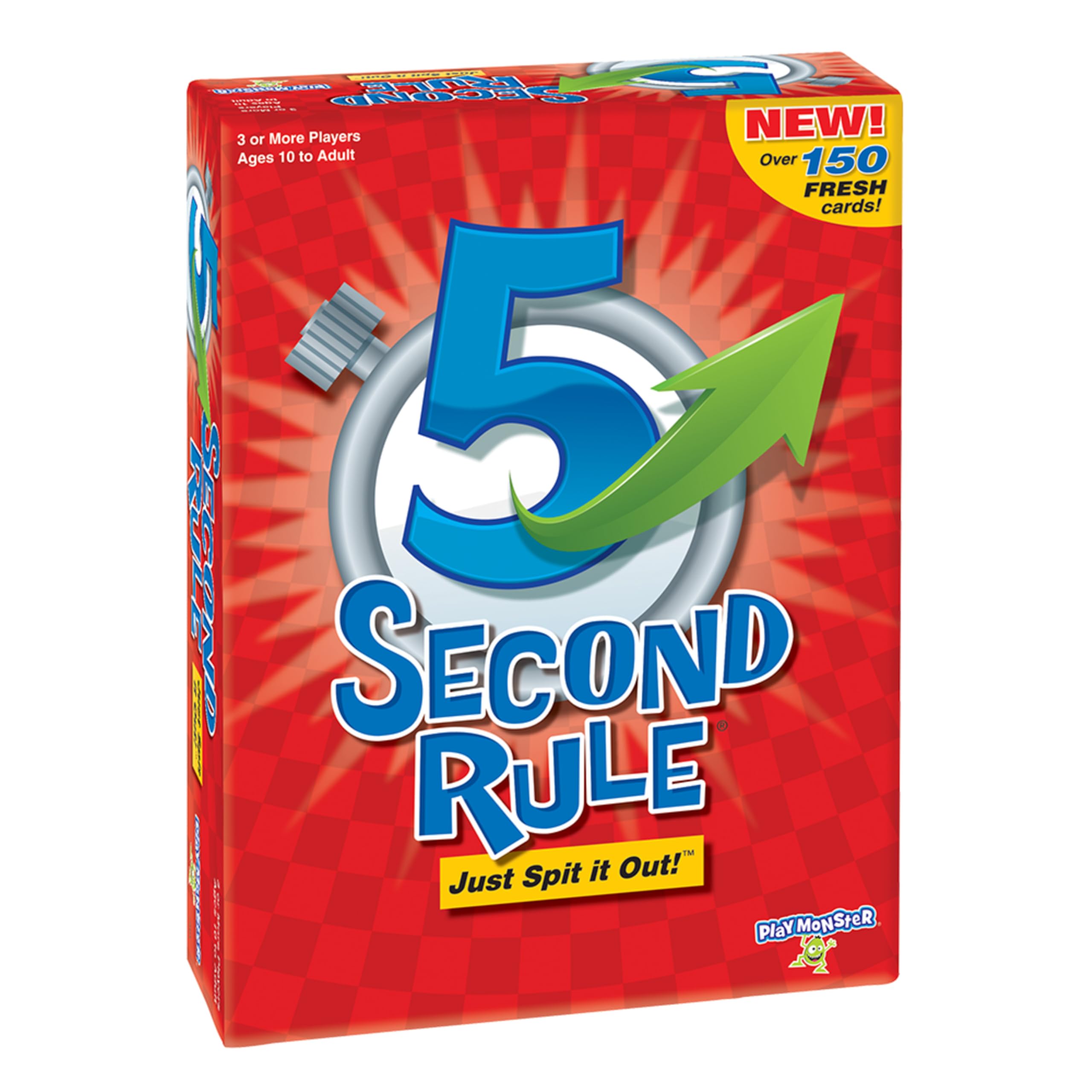 PlayMonster 5 Second Rule front packaging showing game components and branding for quick setup