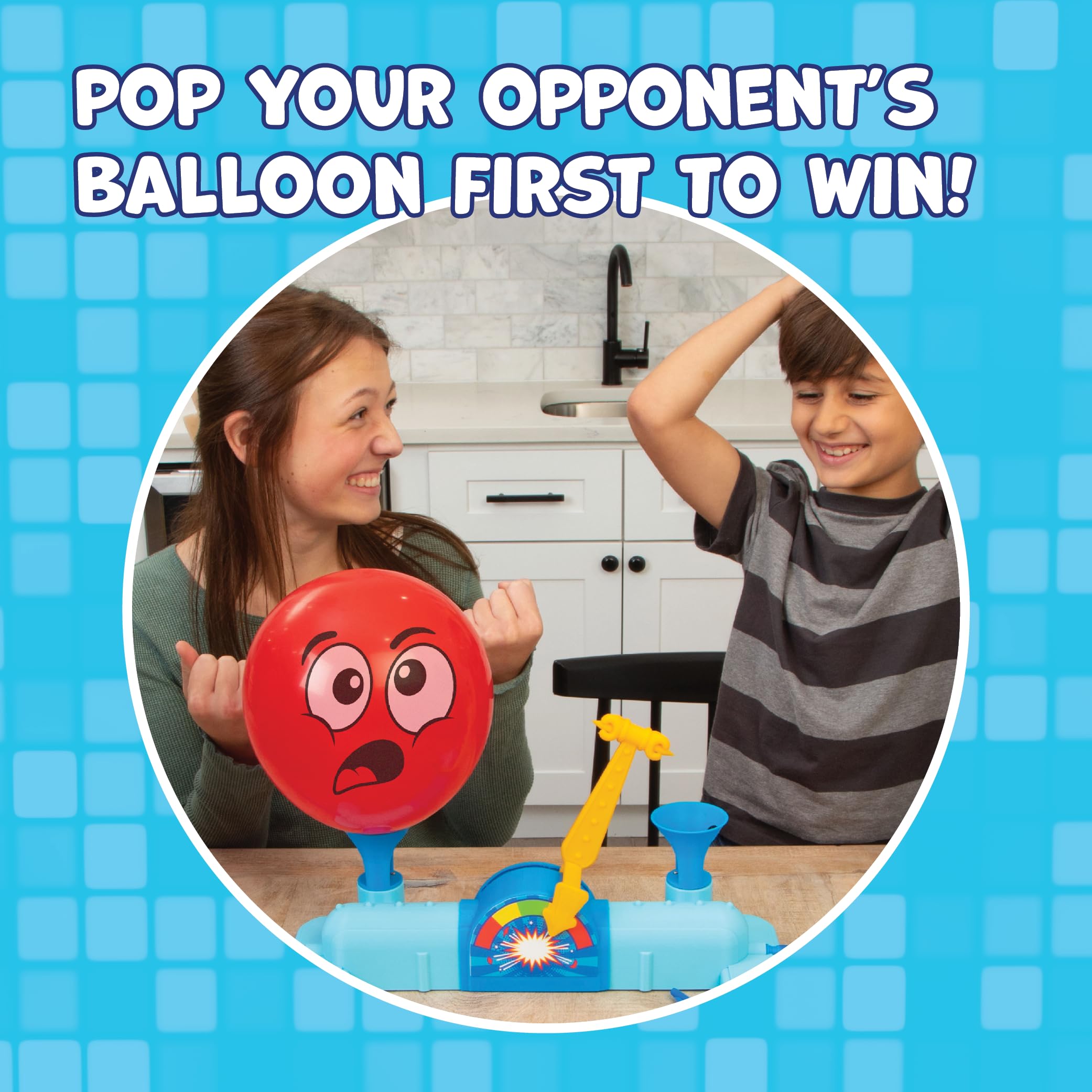 PlayMonster two players bouncing on pumps in mid-game for energetic fun
