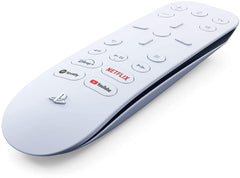 PlayStation media remote front view showing layout and fast control benefits