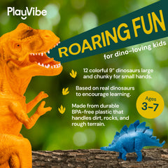 PLAYVIBE T-Rex close-up highlighting realistic teeth and textured skin for tactile play