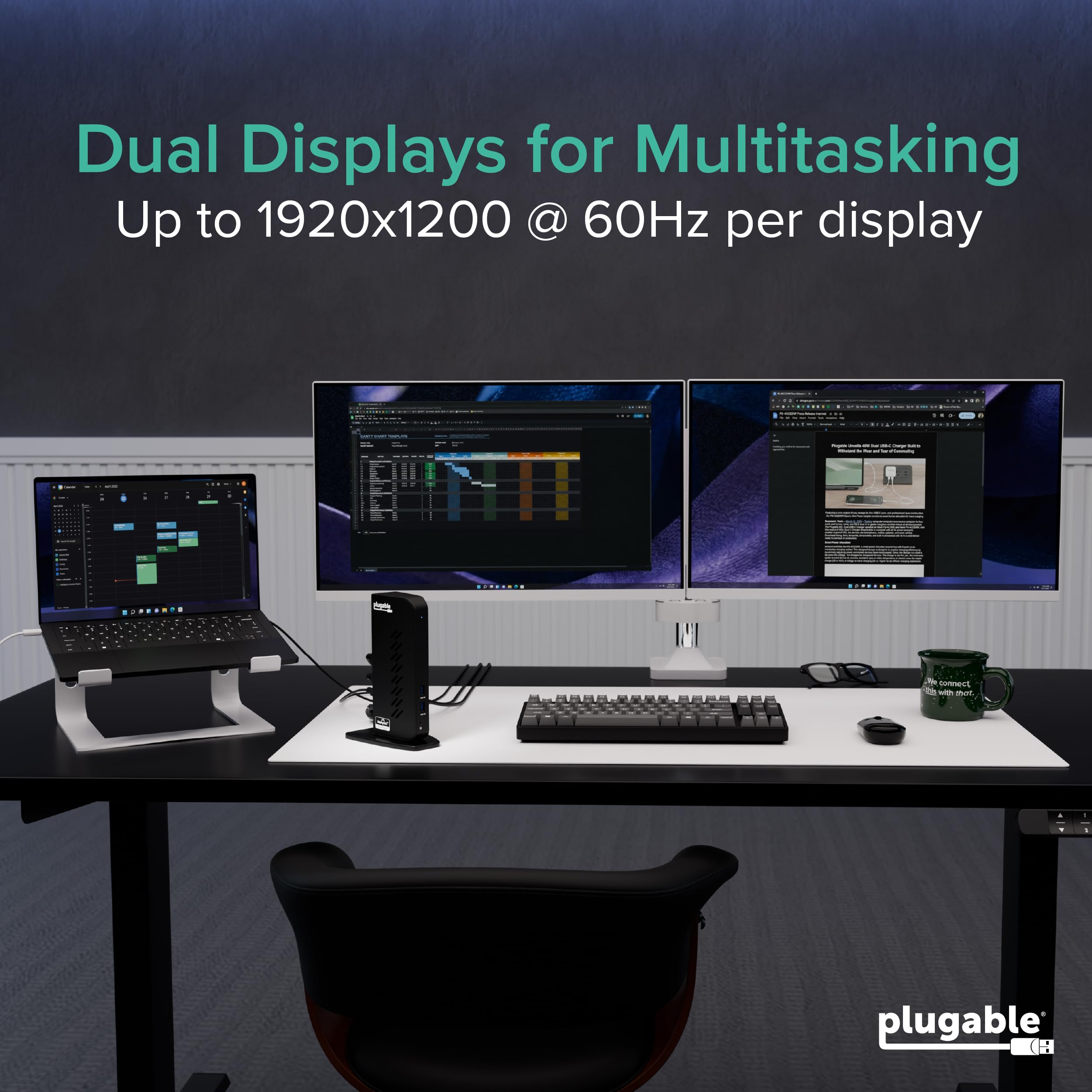 Plugable UD-3900Z included USB-C and USB-A host cables demonstrating cross-compatibility