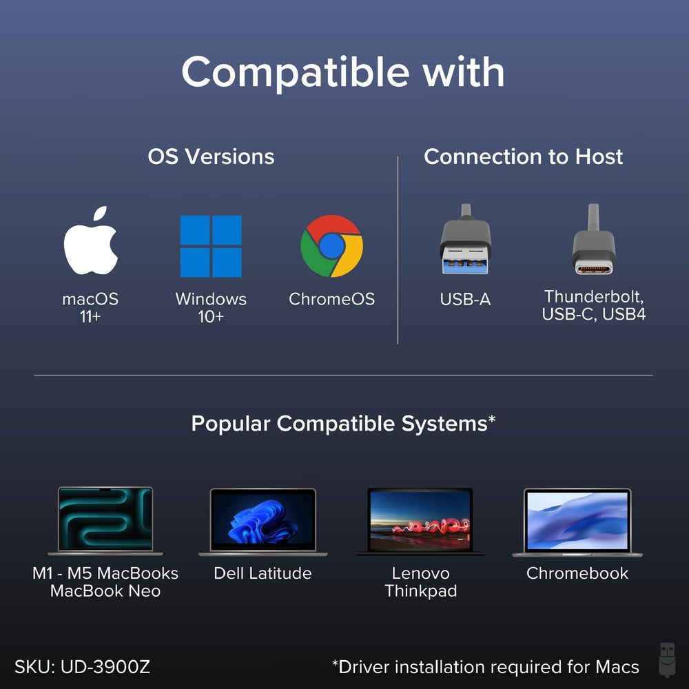 Plugable UD-3900Z USB ports in use with keyboard and external drive for multitasking