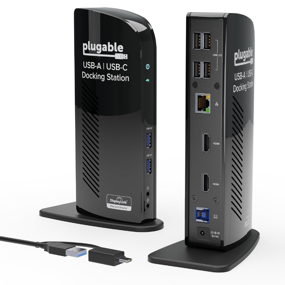 Plugable UD-3900 front view showing ports and compact design for easy expansion