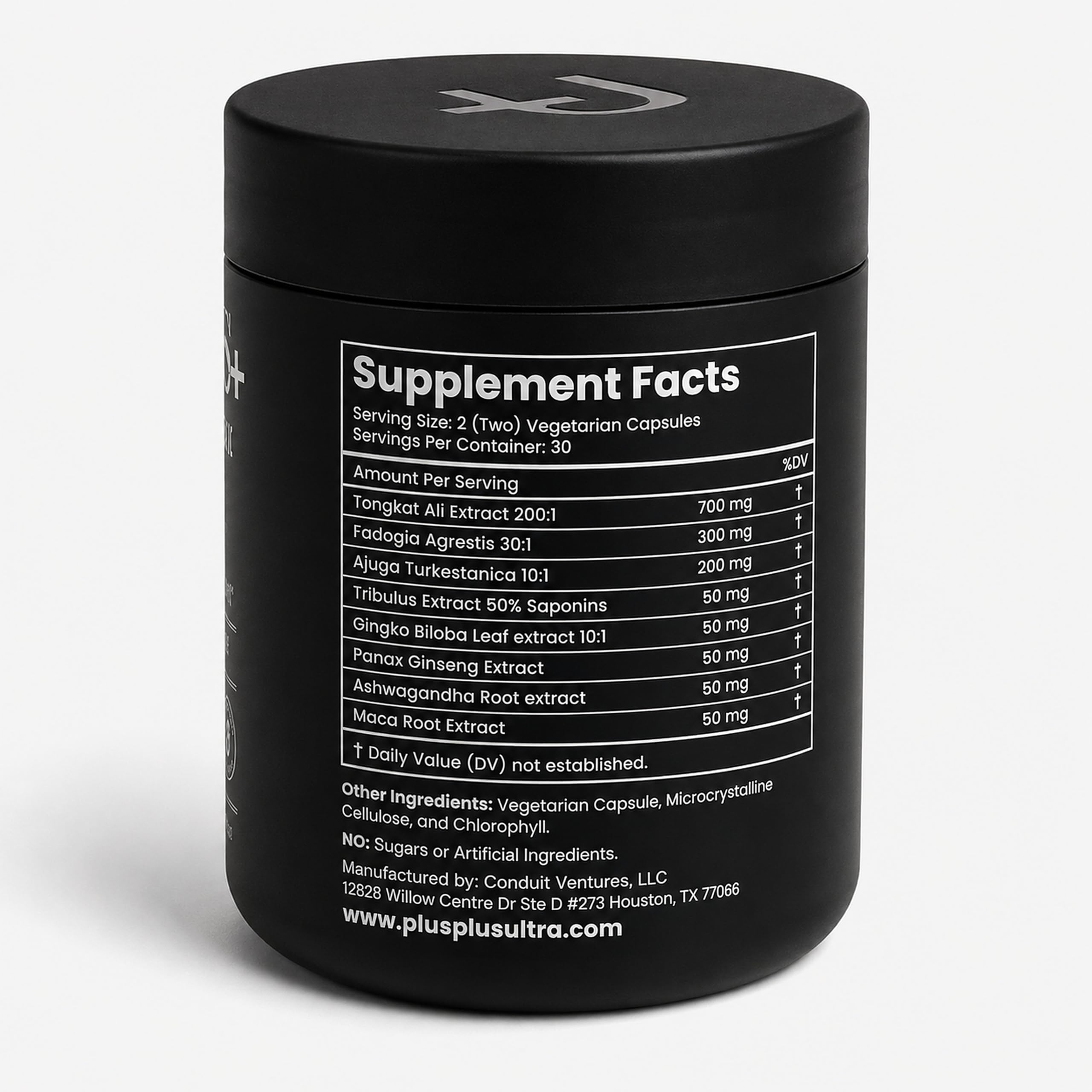 Plus+Ultra unopened packaging with supplement facts to show full disclosure