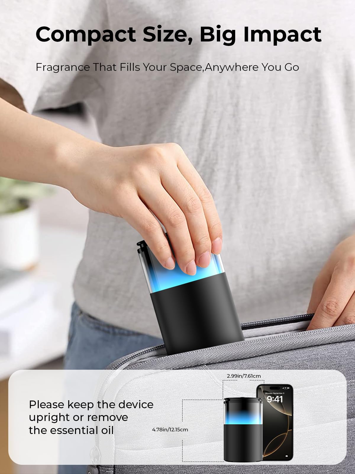 Pmsusoow diffuser placed on bedside table creating relaxing atmosphere