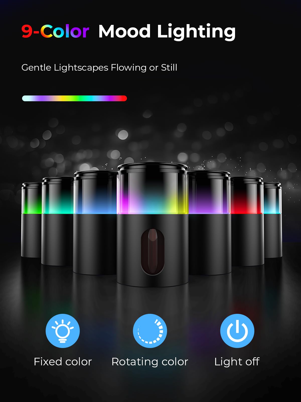 Pmsusoow diffuser glowing nine-color LED ambient lighting for mood