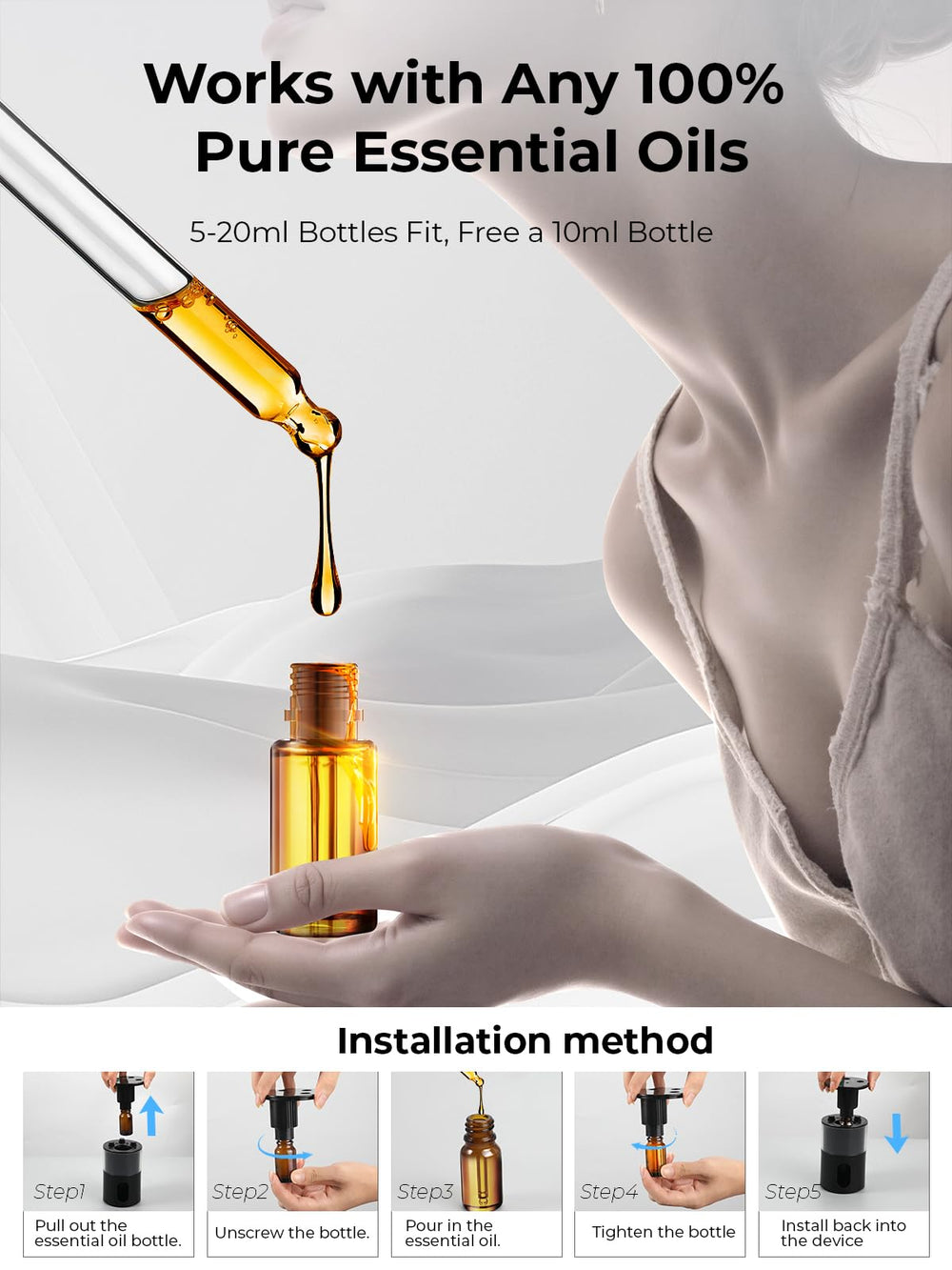 Pmsusoow diffuser with refillable bottle for easy scent swaps