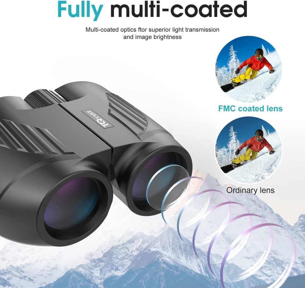 Poazork lens coating texture highlighting multi-coated BAK4 lenses for brighter images