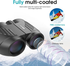 Poazork lens coating texture highlighting multi-coated BAK4 lenses for brighter images