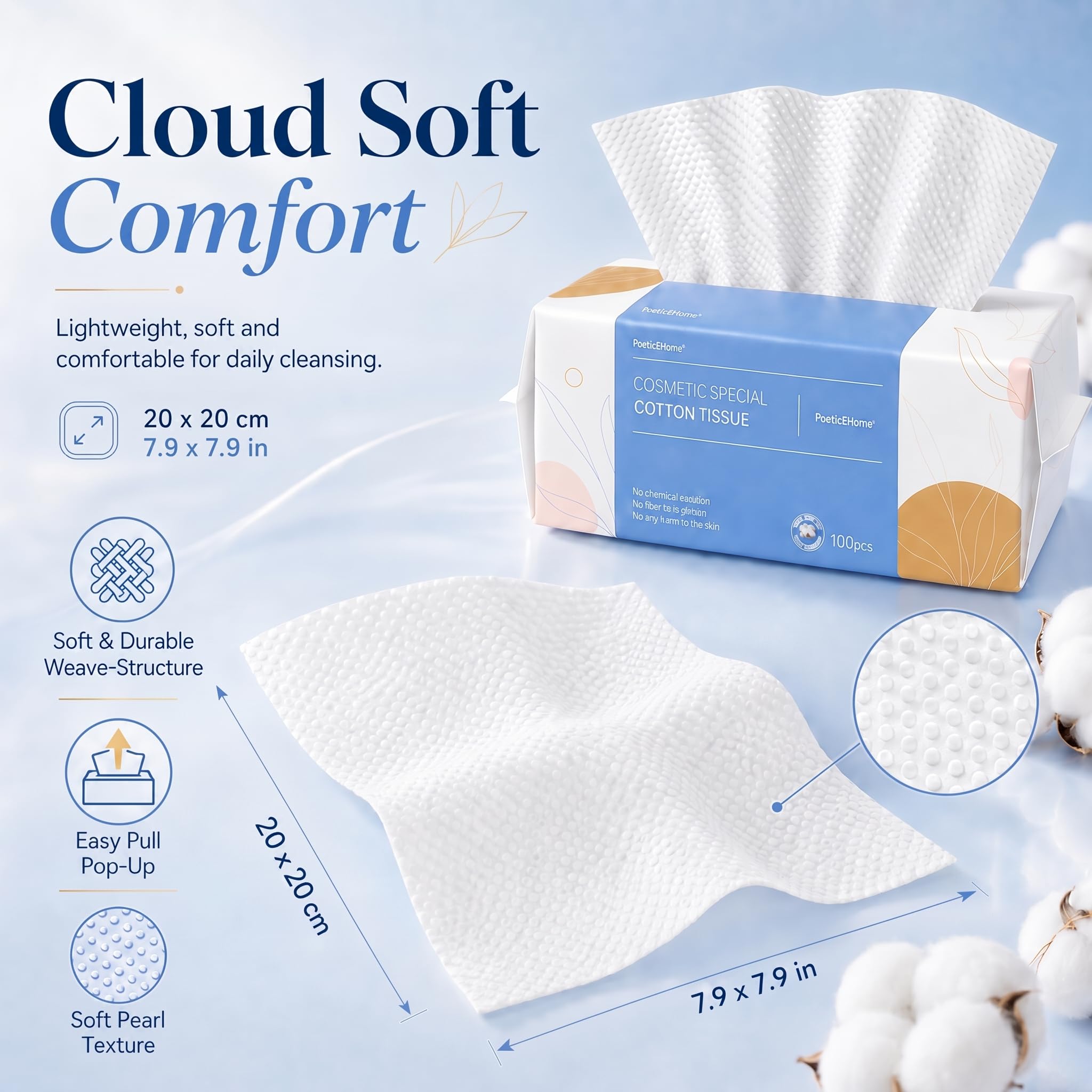 PoeticEHome towel in hand demonstrating soft, cloth-like feel for gentle drying