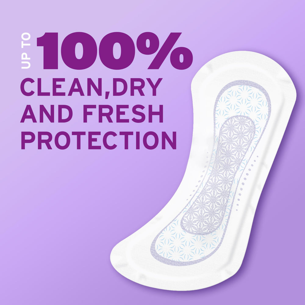 Poise label highlighting FreshSense technology for up to 12 hours odor control