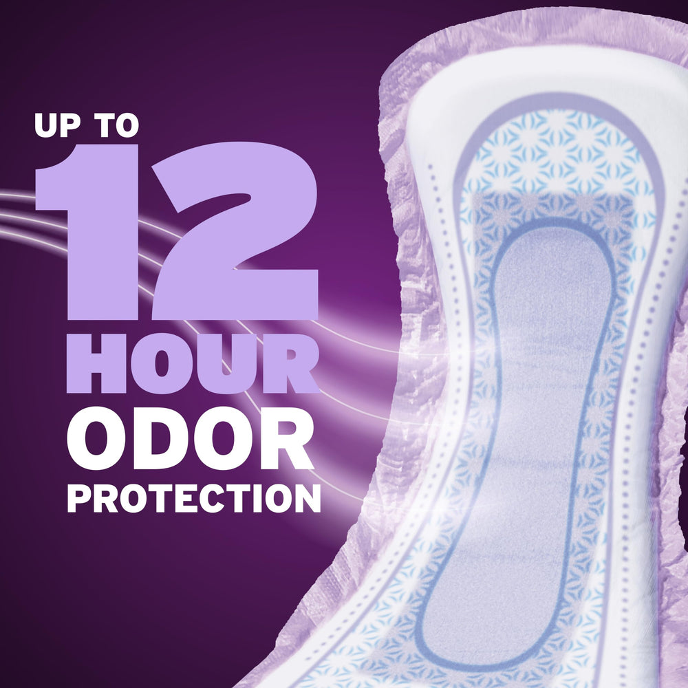 Poise pad positioned in underwear illustrating secure placement and protection