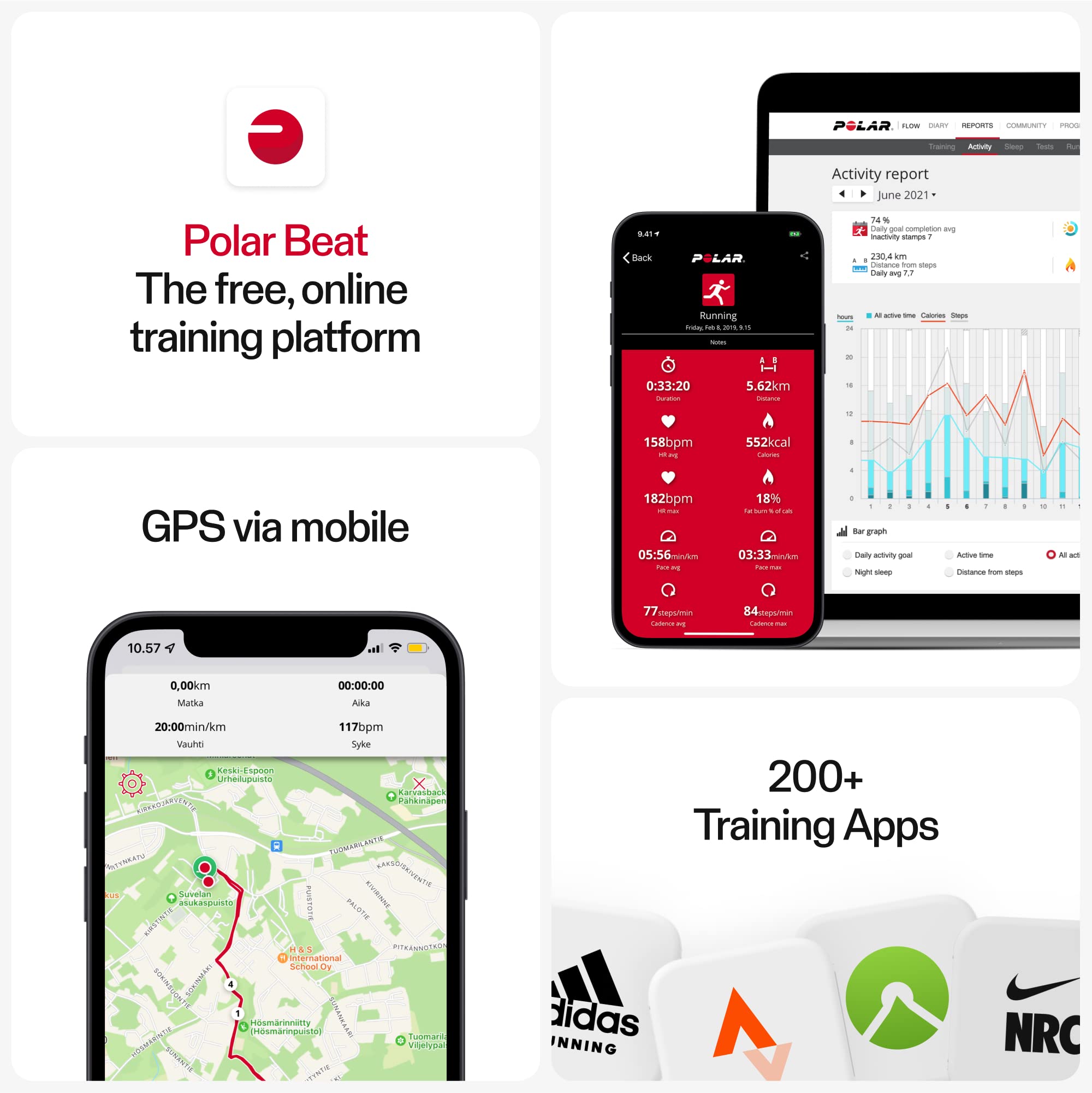 POLAR H9 in gym setup streaming to bike computer and smartphone simultaneously
