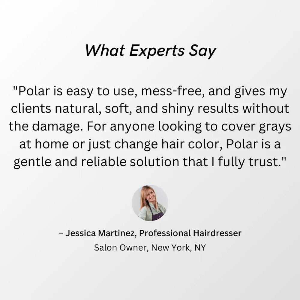 POLAR HAIR CARE on bathroom shelf showing convenient no‑mess routine benefit