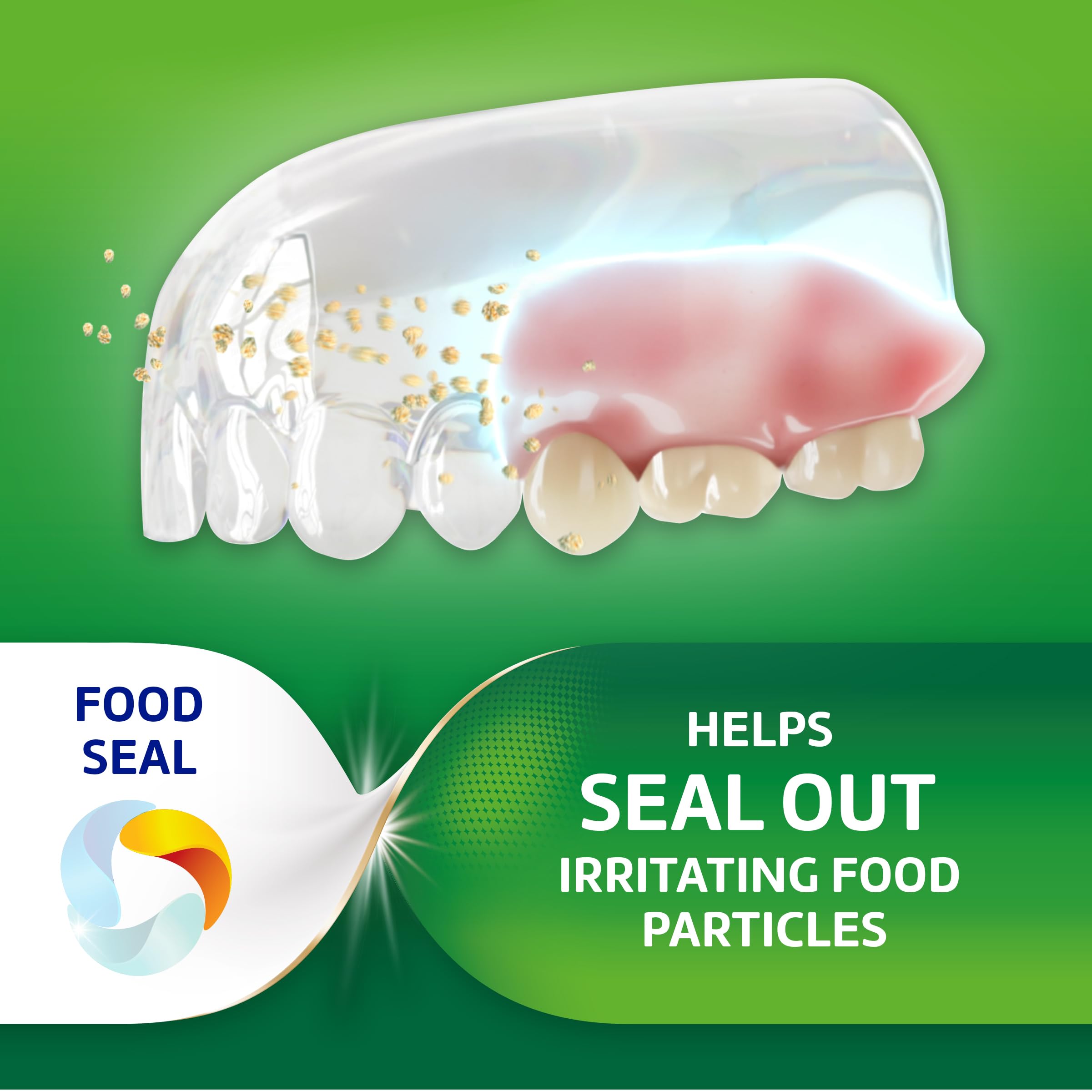 Super Poligrip being applied to denture showing easy one-application routine