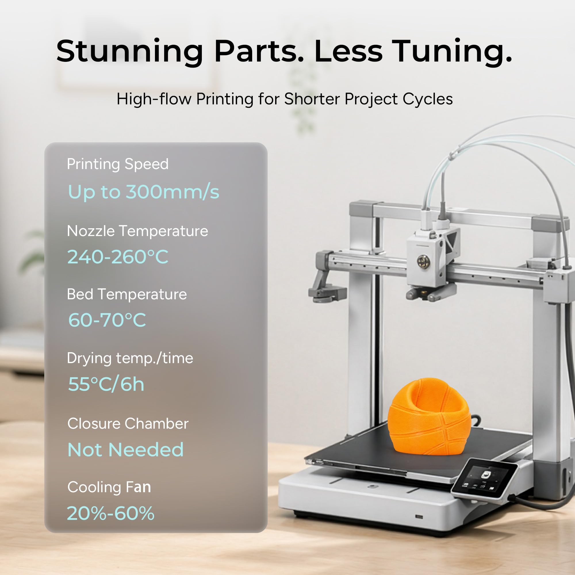 Polymaker PETG spool in testing lab to emphasize quality control and stable print performance