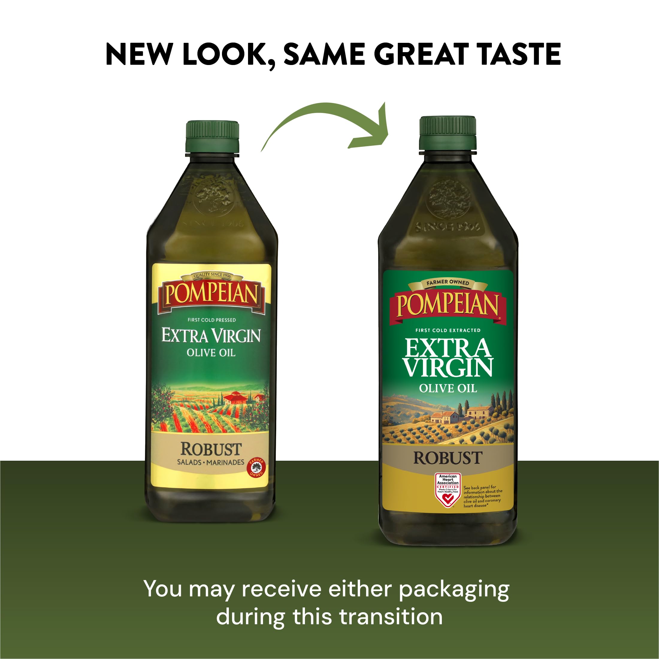 Pompeian robust on kitchen counter in use showing everyday cooking convenience