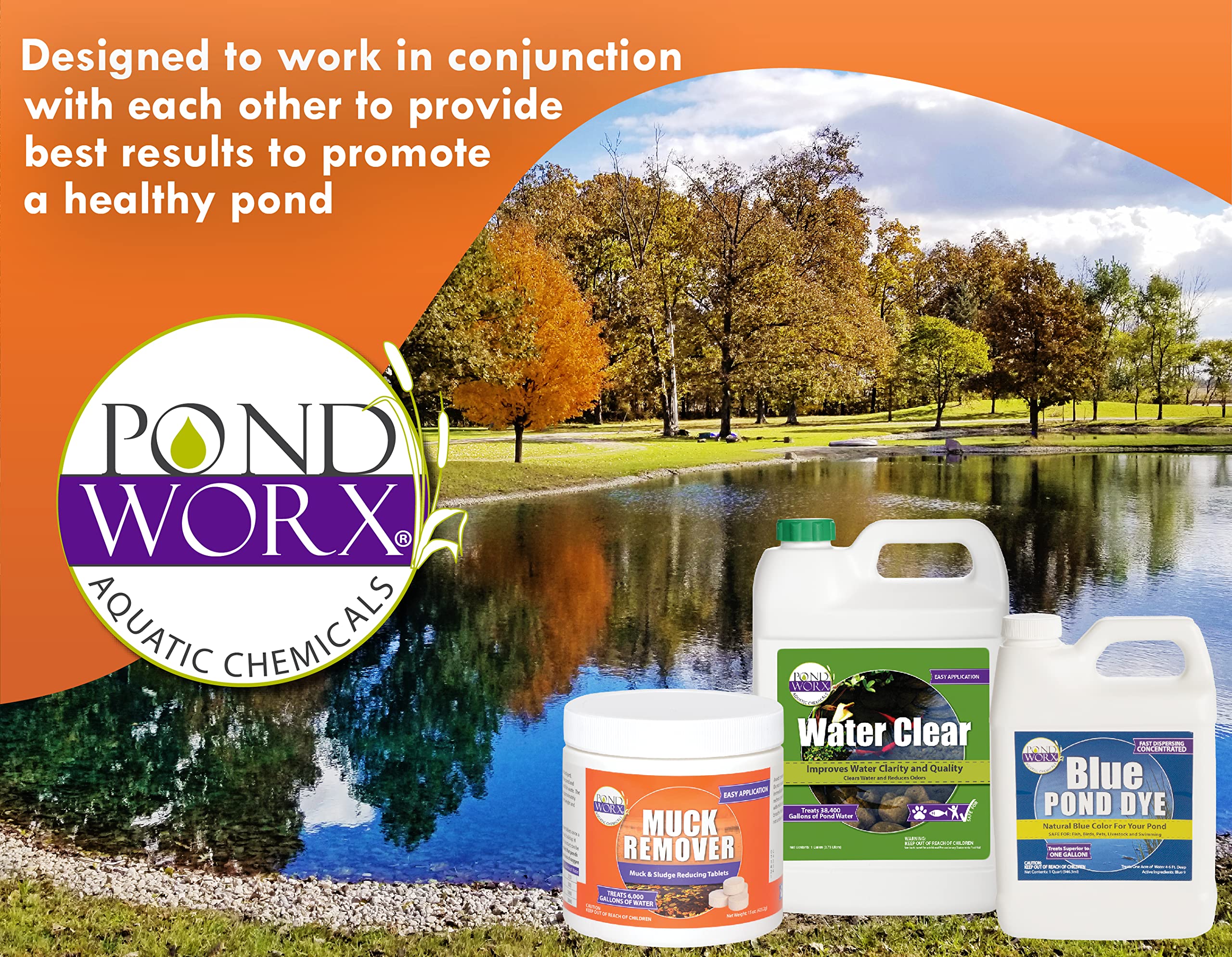 Pond Worx in a garden pond setting showing improved clarity and aesthetics