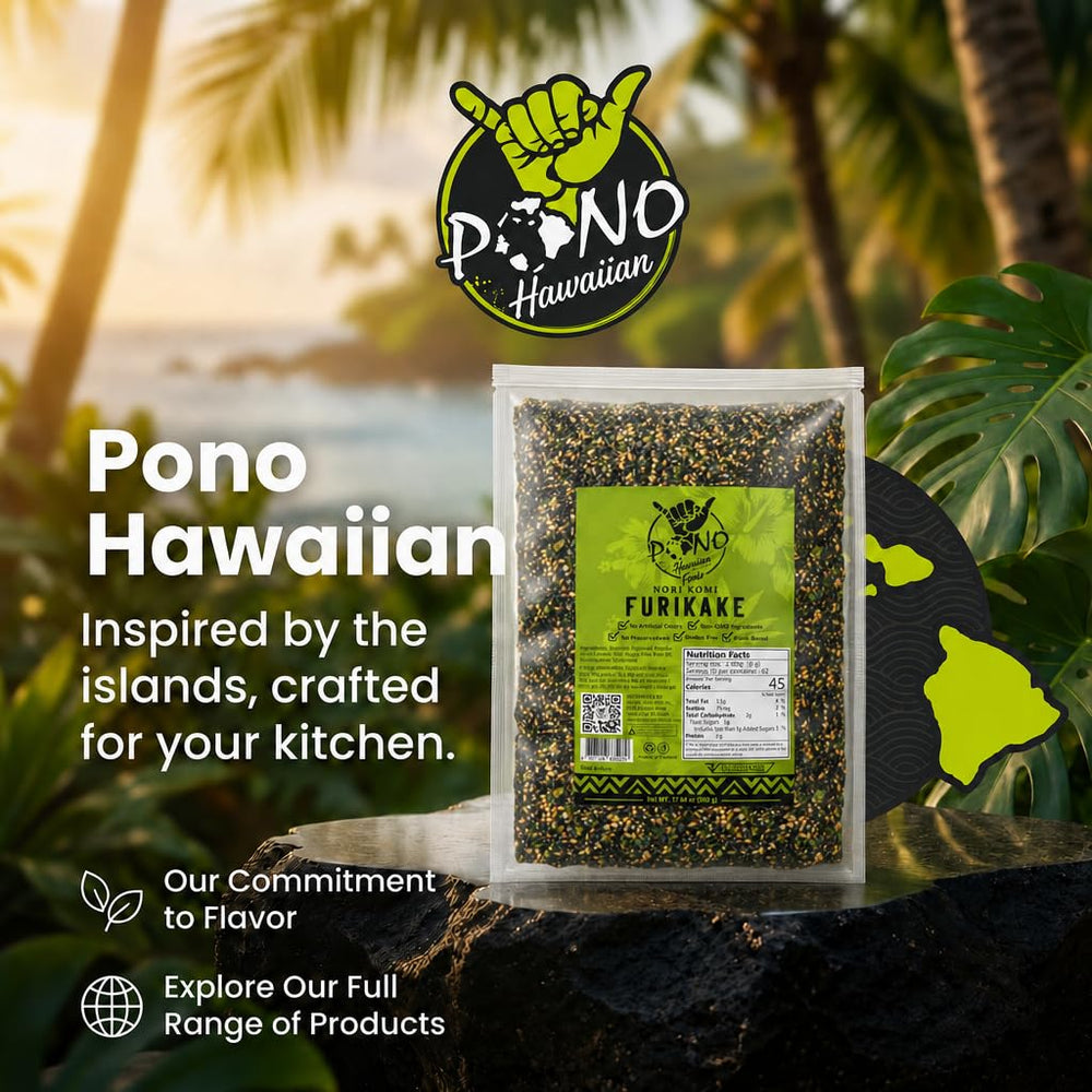 Pono Hawaiian in kitchen lifestyle scene suggesting everyday meal inspiration