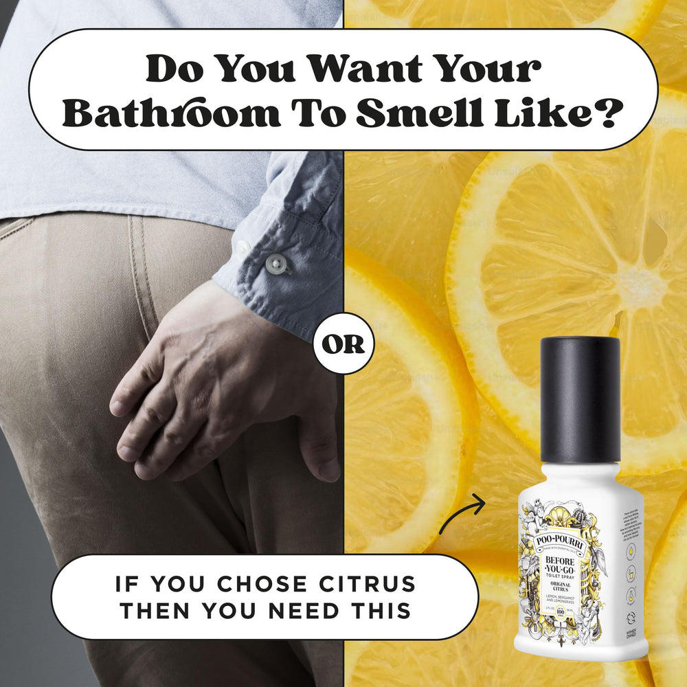 Two Poo-Pourri bottles with other scents showing gifting options