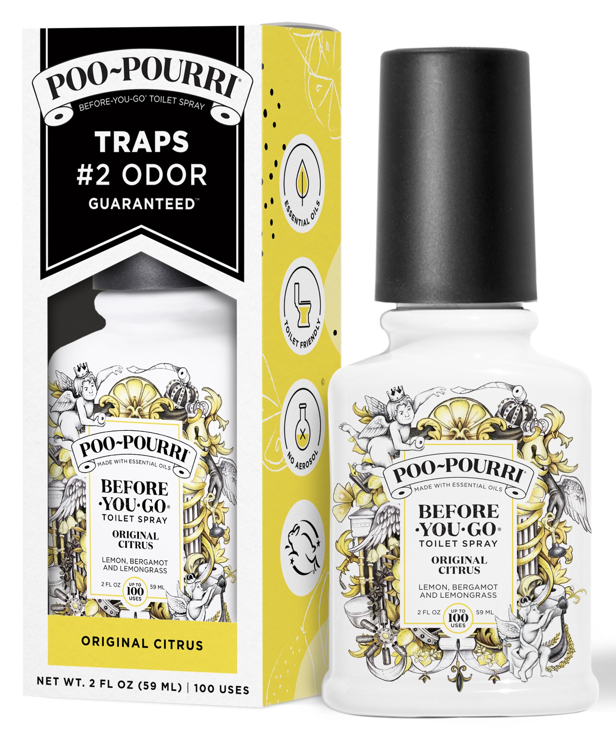 Poo-Pourri nozzle close-up demonstrating fine mist spray for efficiency